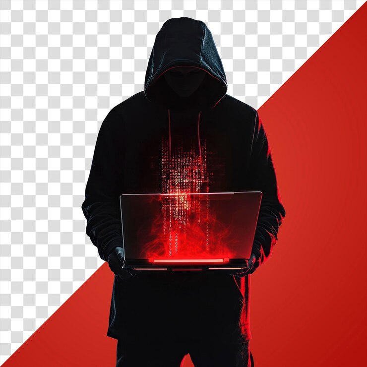 PSD png hacker hoodie laptop computer