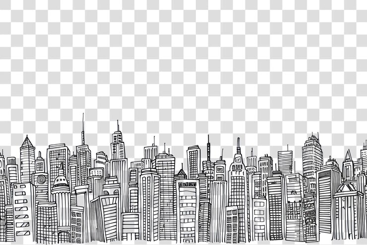 PSD png hand drawn of city drawing city sketch