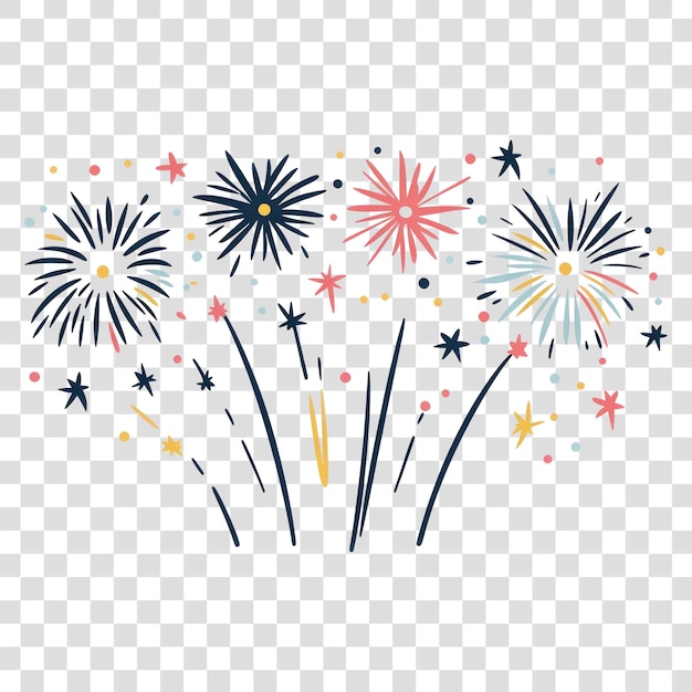 PNG 새해 축하 일러스트 화려한 불꽃놀이