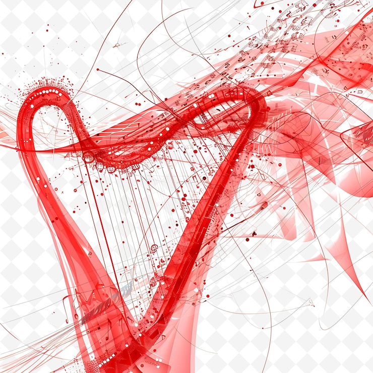 PSD png harp gate with musical wedding decorations gate is decorated creative abstract art designs