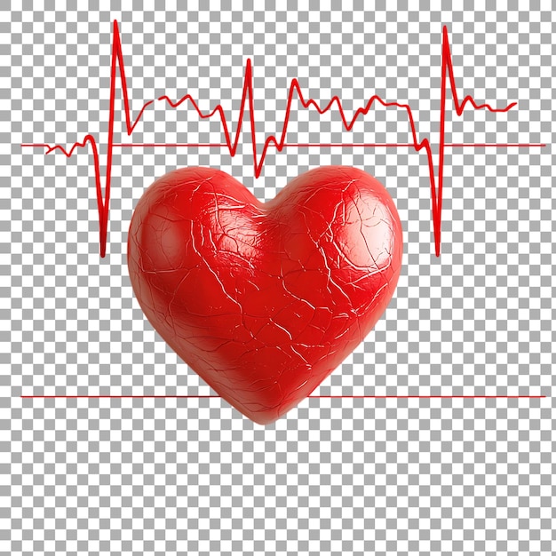 png heart beat on ecg red heartbeat line top view on transparent background