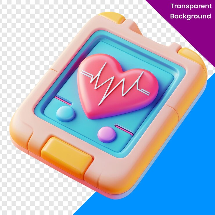 PSD png heart monitor with vibrant design