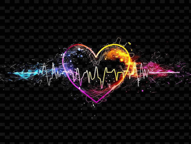 PSD png heartbeat shaped decal с изображениями сердечных ударов креативный неоновый y2k shape decorativen