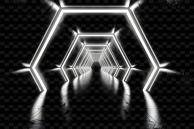 PSD png hexagonal tape decal con architettura futuristica e neon creative neon y2k shape decorativep