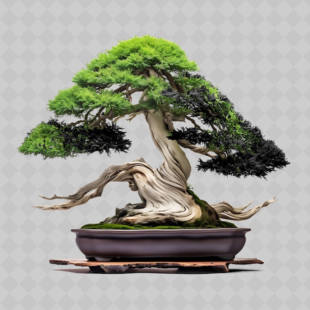 PSD png hinoki cypress bonsai tree cedar pot scale like leaves fragr przezroczyste różnorodne drzewa dekoracja