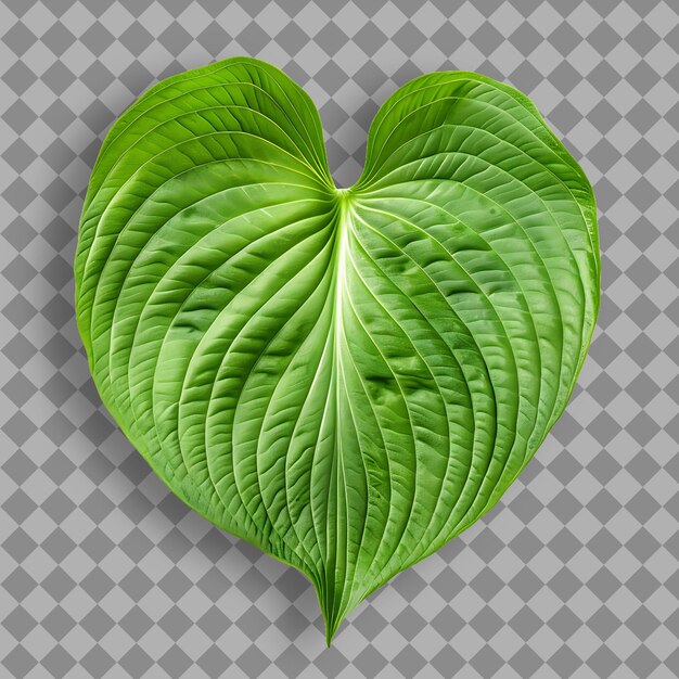 PSD png hosta leaf met hartvormige bladvorm en gemodelleerde groene top view geïsoleerd natuurobject