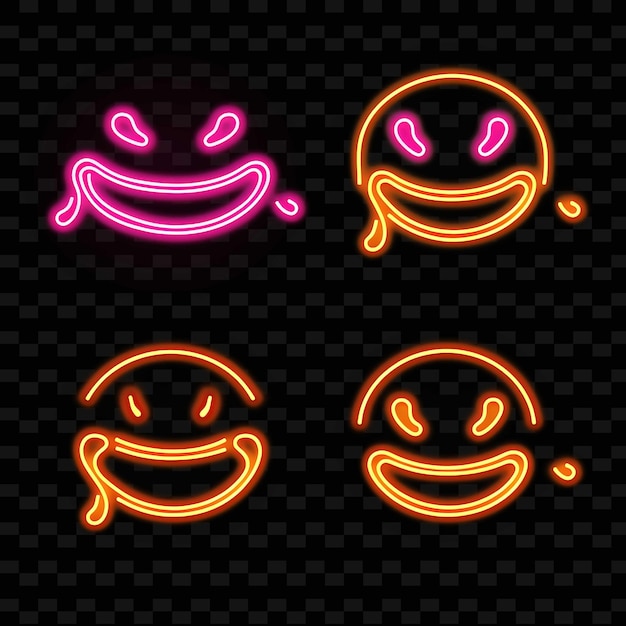 Png Icon Smiling Face Emoji z radosnymi, zabawnymi i zabawnymi Ex Neon Lines Y2K Shape Eye Catching