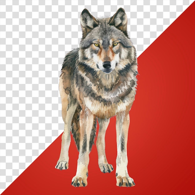 PNG Ilustracja wilka w akwarelach zwierzę