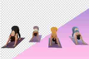 PSD png image of a group of women doing a yoga pose