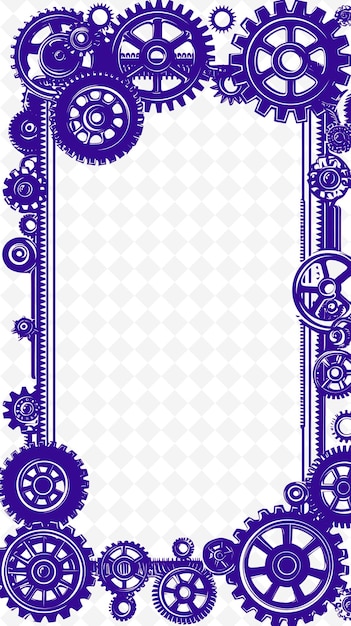 PSD png industrial frame art with gears and metal plates decorations illustration frame art decorative