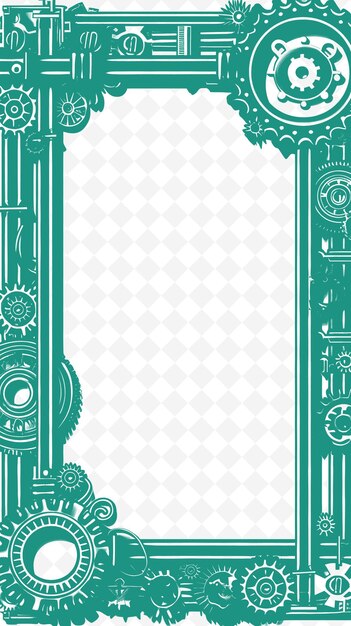 PSD png industrial steampunk frame art with gears and pipes decorati illustration frame art decorative