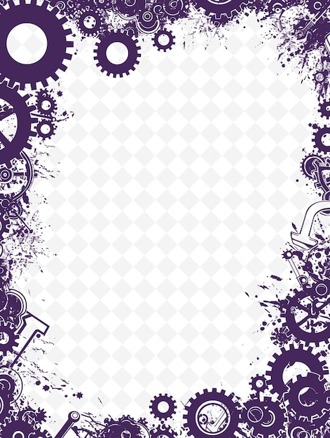 PSD png industriële frame art met wrench en gear decoraties border illustratie frame art decoratief