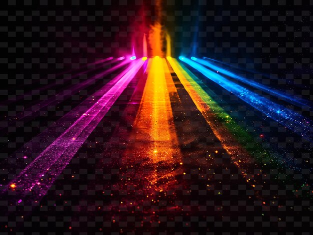 PSD png iridescent light rays with rainbow like light and multicolor neon transparent y2k collections