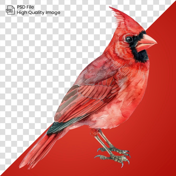 PSD png an isolated cardinal cardinal illustration watercolor