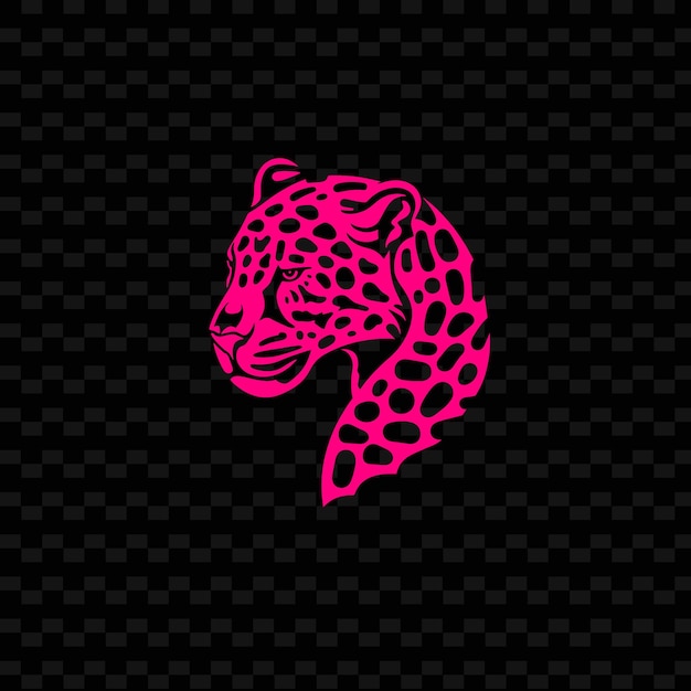 PSD png jaguar spots with snake scales and minimalist design with zi outline animal and tropical leave