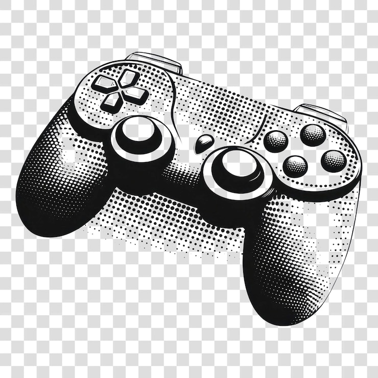 PSD png joystick sort/hvid illustration