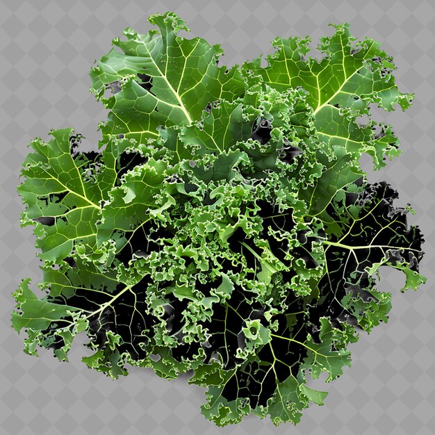 Verdure a foglia di kale png foglie ricce caratterizzate da verdure fresche scure isolate