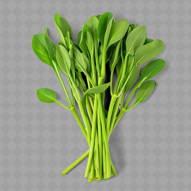 PSD png kangkung semi aquatic vegetable hollow green swollen stems o isolated fresh vegetables