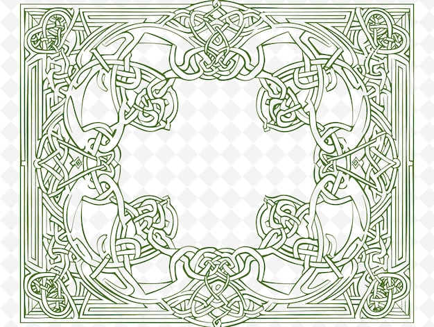 PSD png keltische kruis frame art met knoopwerk en keltische harp decorat illustratie frame art decorative