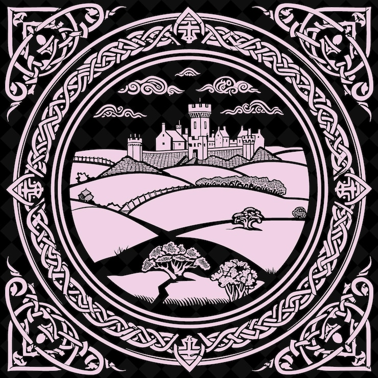 PSD png keltische revival volkskunst met interlace patterns en keltische c outline traditionele frame art