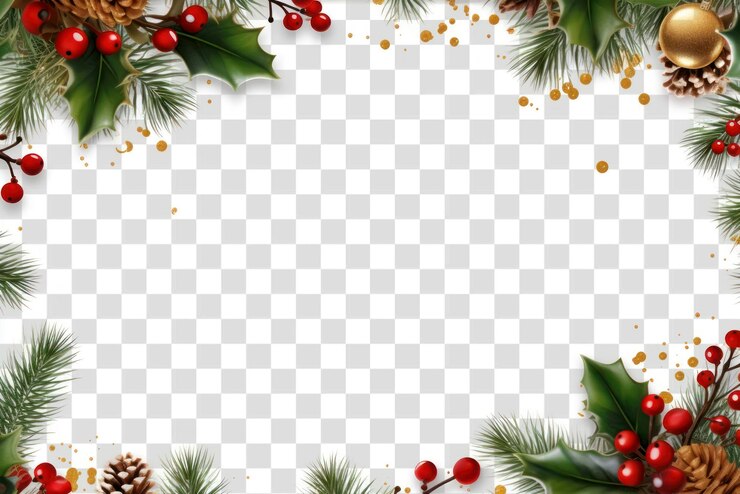 PSD png kerst takken frame achtergronden decoratie plant
