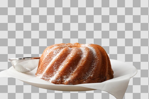 PNG kersttaart taart in een bord zijbeeld geïsoleerd op witte achtergrond