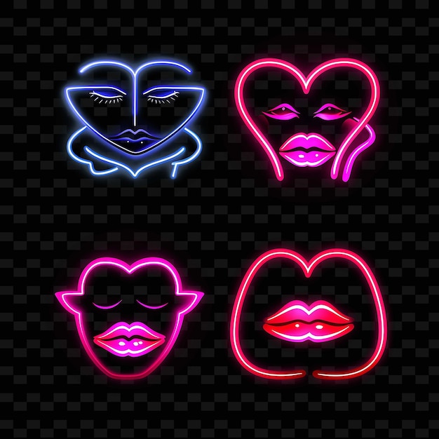 Png Kiss Mark Icon Emoji met Liefdevolle Romantische en Liefdevolle E Neon Lijnen Y2K Vorm Opvallend