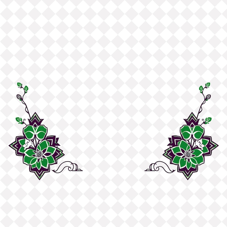 PSD png korean with geometric patterns borderline design decorated with bright colors folk art design