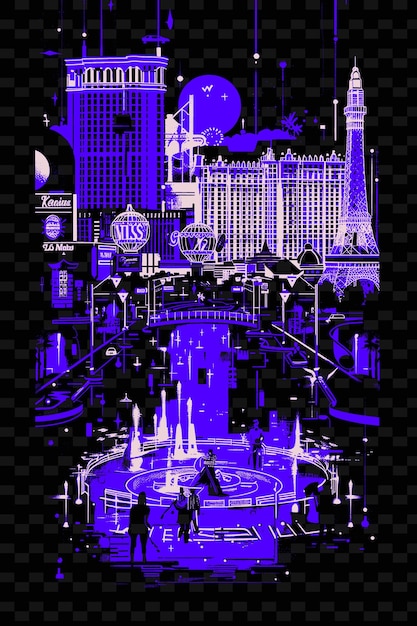 Png Las Vegas Strip Z Neonowo Oświetloną Sceną Uliczną I Kasynami Hotel Ilustracja Scene Citys Art Decor