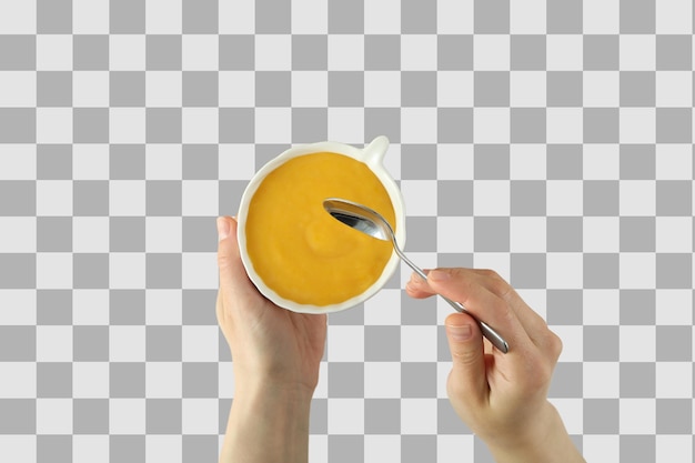 PNG Lemon curd cream in ceramic white bowl isolated on white background