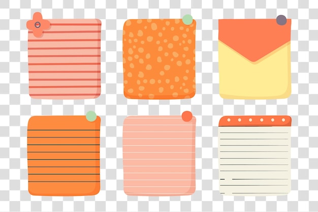PNG Leuke papieren notities illustratie doorzichtige achtergrond set