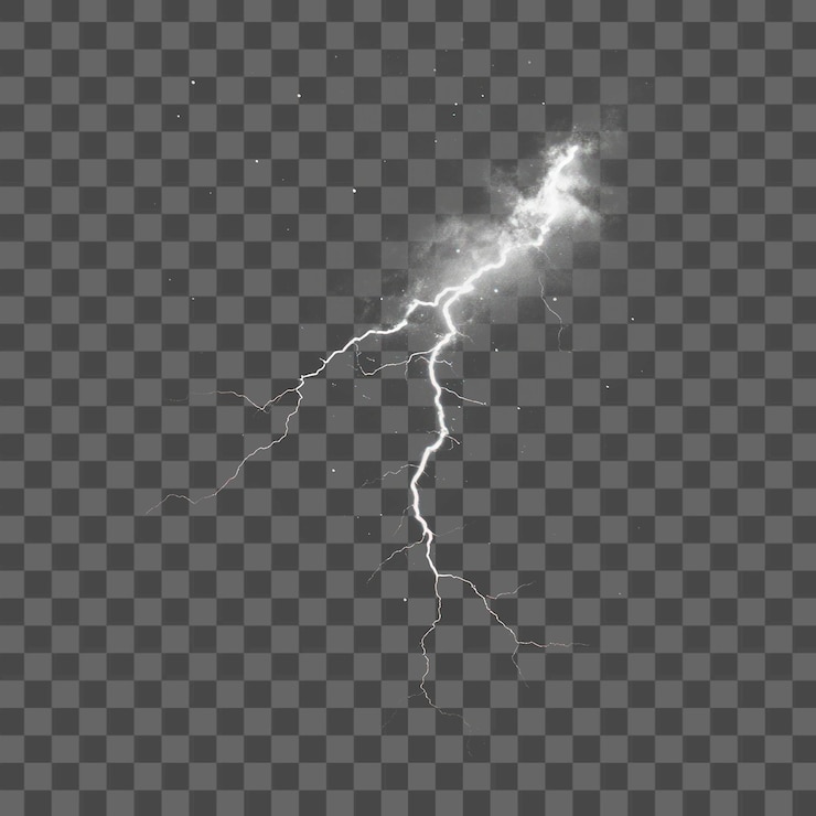 PSD png lightning on the twoer thunderstorm nature night