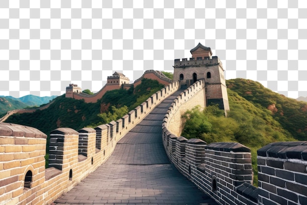 PNG Lopen op de Grote Muur van China bezienswaardige vestingarchitectuur AI gegenereerd afbeelding door rawpixel