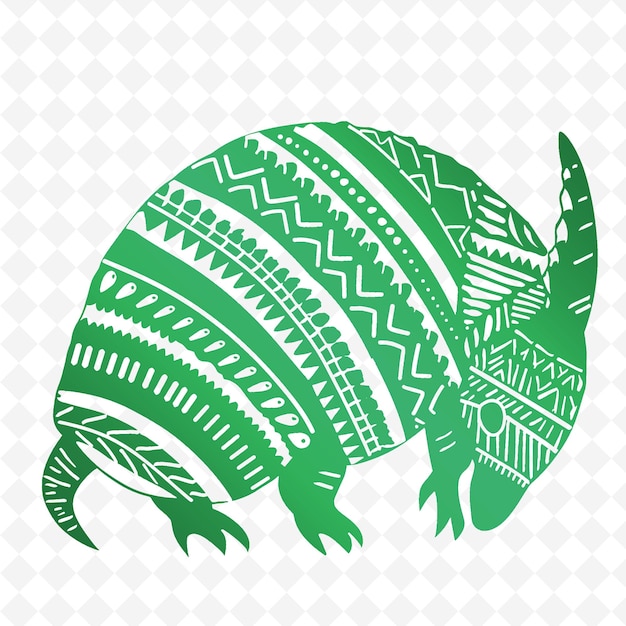 PSD png lucuma with armadillo silhouette and simplify design with af outline animal and tropical leave