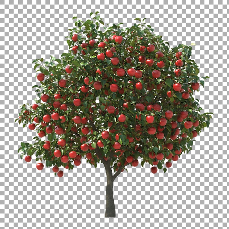 PSD png lush apple tree against a transparent background