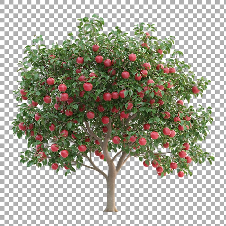 PSD png lush apple tree against a transparent background