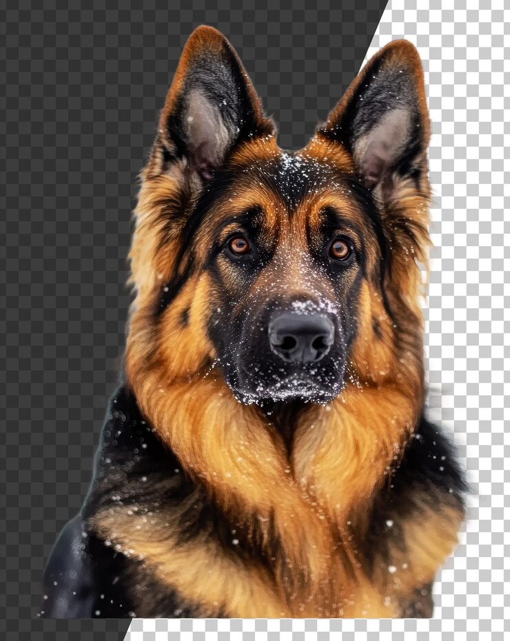 PSD png majestic german shepherd в зимней обстановке