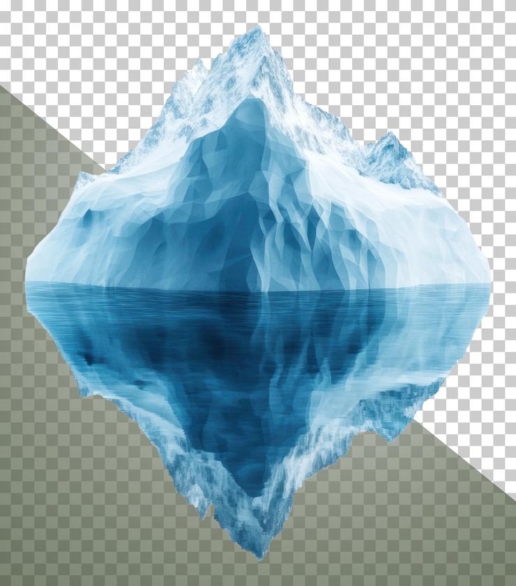 PSD png majestic iceberg pływający w spokojnych wodach oceanu