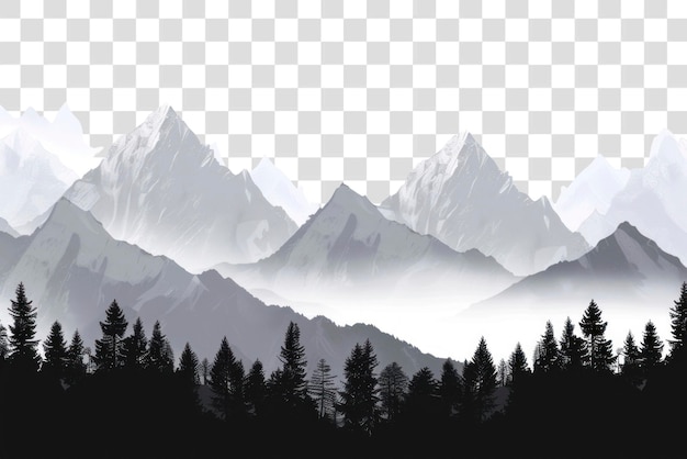 PNG Majestueuze bergen met dennenbomen