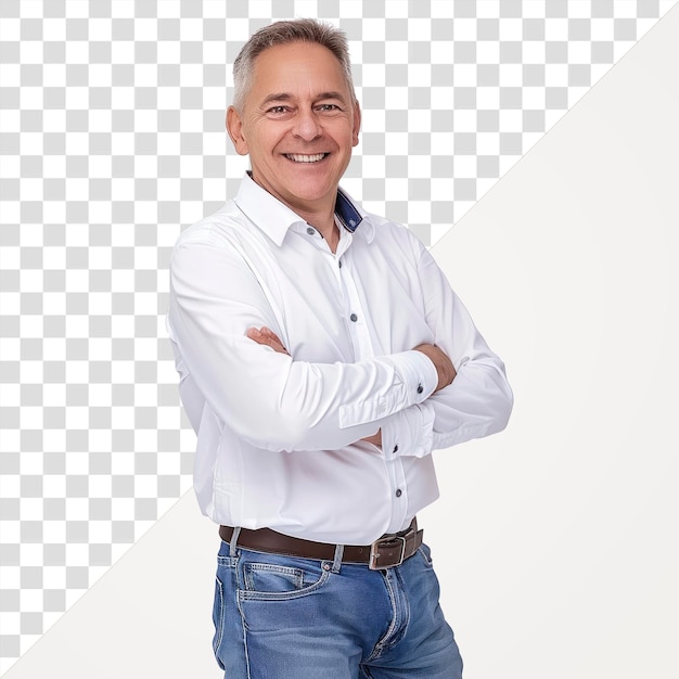 PNG Man in casual zakelijke outfit glimlach portret gekruist