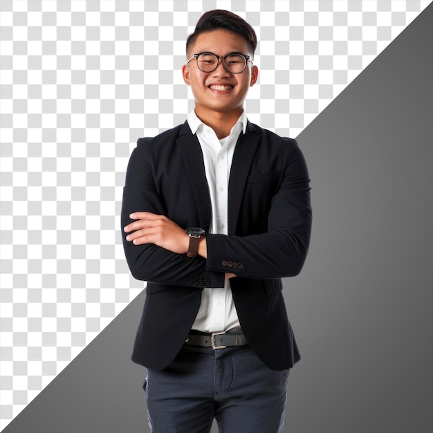 PNG Man in casual zakelijke outfit portret achtergrond bril
