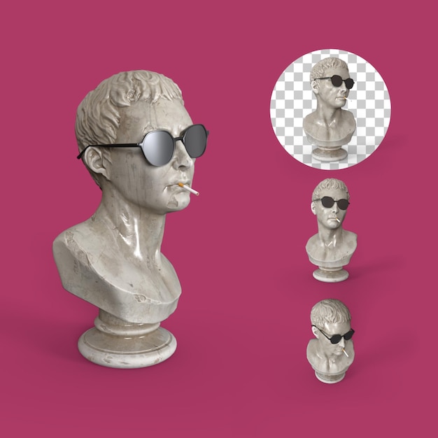 PSD png marble statue included shadown with more than 4 different possitions