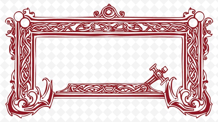 PSD png medieval blacksmith frame art with anvil and hammer decorati illustration frame art decorative