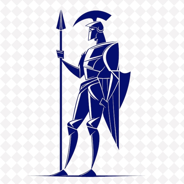 PSD png pikeman medievale con una picca con un'espressione stoica standin guerriero medievale forma del personaggio