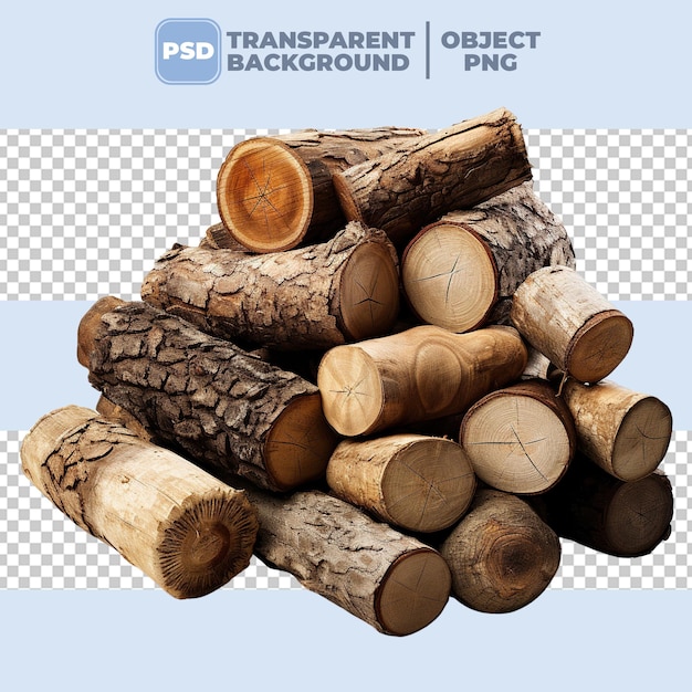 PSD png medium length wooden logs transparent background psd