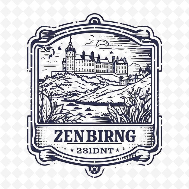 PSD png miasto edynburg z monochromatycznym tartan color zamek edynburg rzędem rysowany akwarel krajobraz