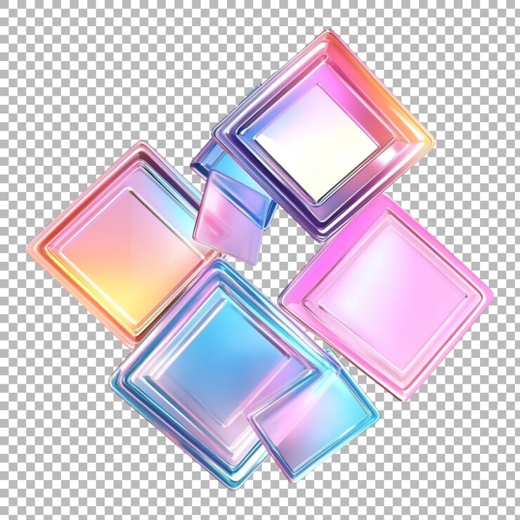 PSD png of a minimalist cartoon style hologram square against a transparent background