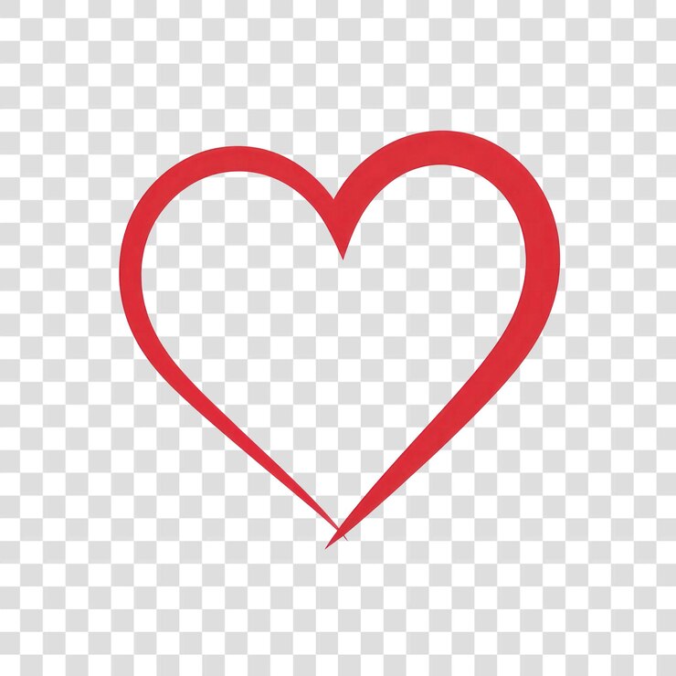 PSD png minimalist red heart outline illustration