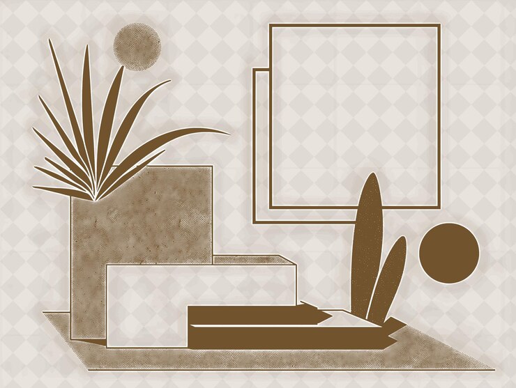 PSD png minimalistyczna sztuka ramka z abstrakcyjnymi kształtami geometrycznymi granica f ilustracja sztuka ramki dekoracyjna