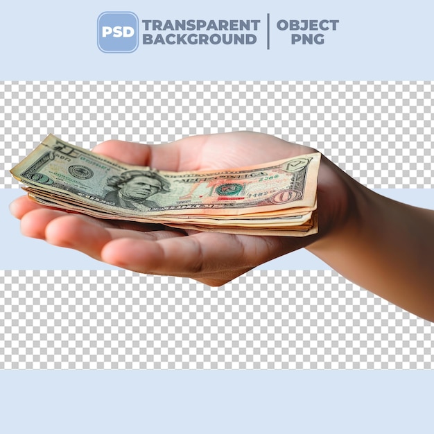 PSD png money hand isolate background psd